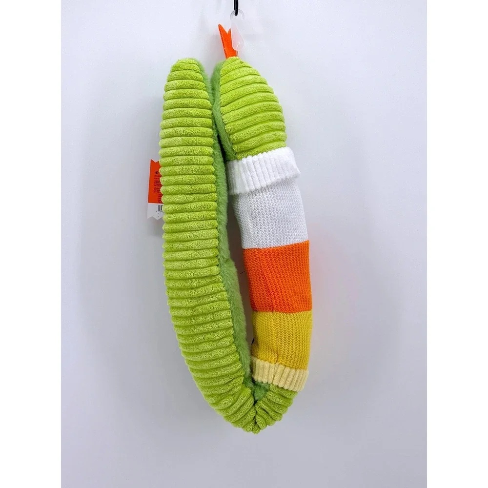 Boots & Barkley Halloween Snake Dog Toy BOO Crinkle Squeak Plush Green